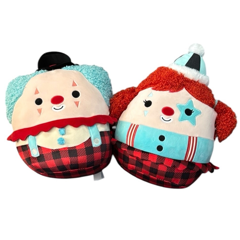 Pair of 12” Clown Squishmallows Eurydice and Ukee NWT